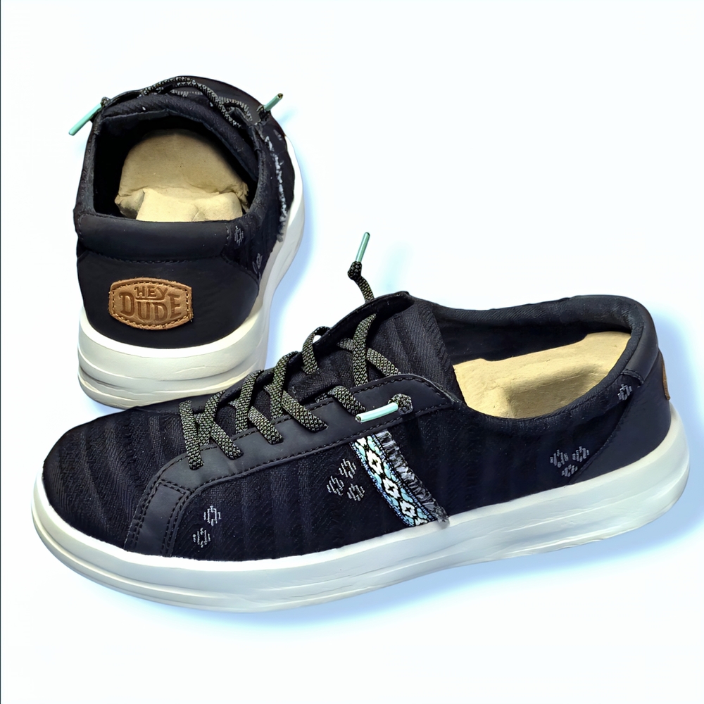 🟢Hey Dude Karina Cottage Crochet Embroidered Slip-On Lace-Up Low Top Sneakers 8 - Picture 4 of 16